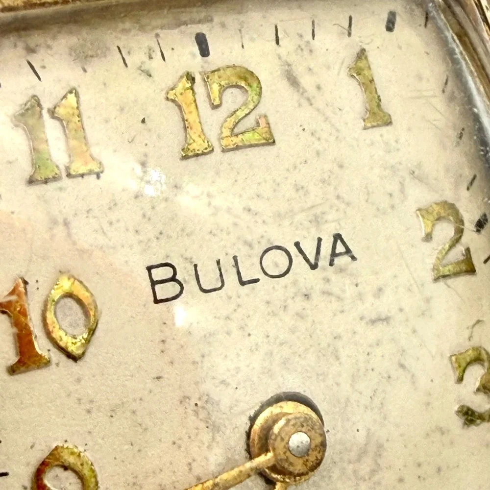 Bulova Mens Tank Watch 10AX 21 Jewel 10K‎ Gold Filled Working Broken Crown